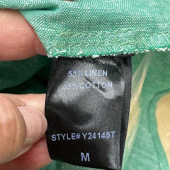 Tuckernuck Sea Green Callahan Mini Shirt Dress Linen Blend Medium Ruffle Preppy - Picture 8 of 13